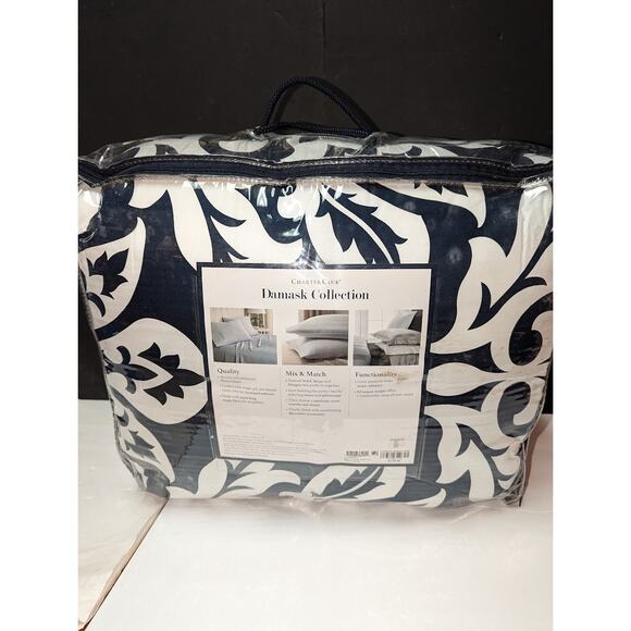 Charter Club Damask Designs Cotton Navy 2-Piece COMFORTER Set Navy Twin NEW - Picture 8 of 13
